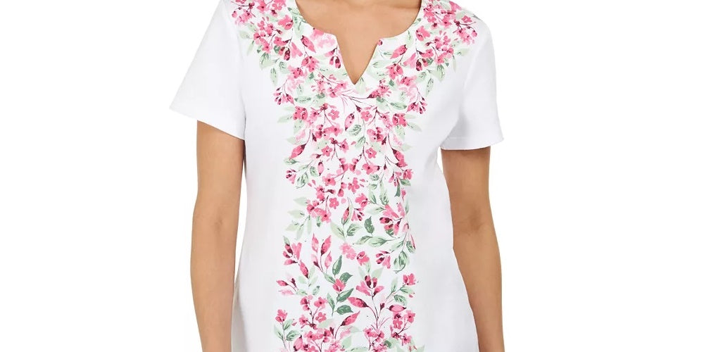Blusa feminina Karen Scott com estampa floral rosa tamanho pequeno pequeno