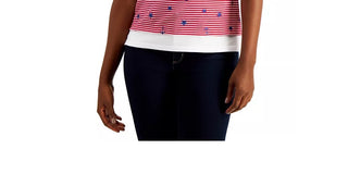 Camiseta feminina Karen Scott Petite Sailor vermelha brilhante, tamanho médio