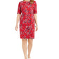 Vestido feminino Karen Scott com estampa de gola canoa, tamanho pequeno, vermelho