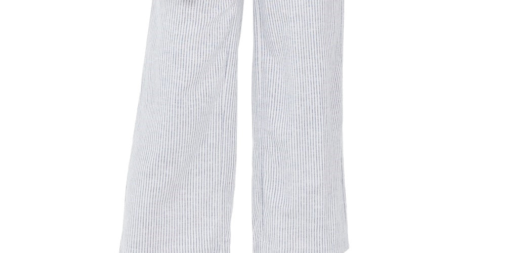 Calça cropped listrada de linho feminina Style &amp; Co, azul marinho, tamanho pequeno