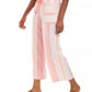 Calça cropped feminina listrada de linho estilo &amp; co, rosa, tamanho pequeno