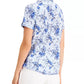 Camisa feminina Karen Scott Petite Tuscan Garden de algodão azul, tamanho pequeno