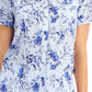 Camisa feminina Karen Scott Petite Tuscan Garden de algodão azul, tamanho pequeno