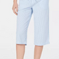 Calça Capri Karen Scott Feminina de Algodão Seersucker Azul Tamanho P