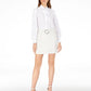 INC International Concepts Saia feminina de tweed com cinto e corte A, branca, tamanho 12