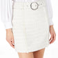 INC International Concepts Saia feminina de tweed com cinto e corte A, branca, tamanho 12