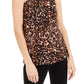 Blusa feminina pequena com estampa de gato e decote redondo, preta, tamanho médio, da INC International Concepts
