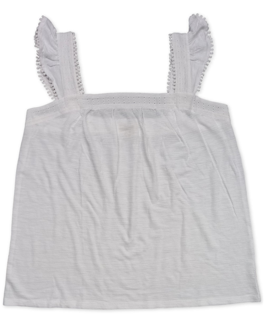 Regata feminina bordada com alças largas estilo &amp; co, branca, tamanho grande