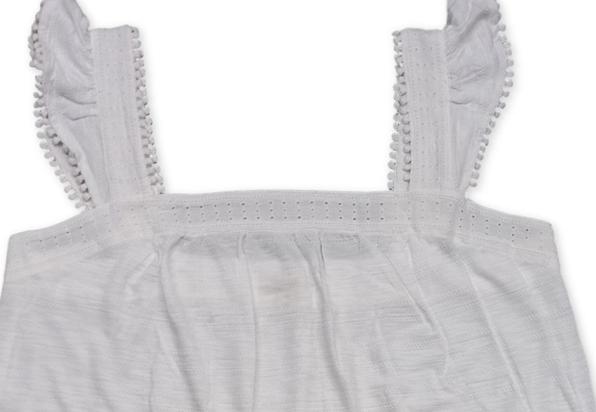 Regata feminina bordada com alças largas estilo &amp; co, branca, tamanho grande