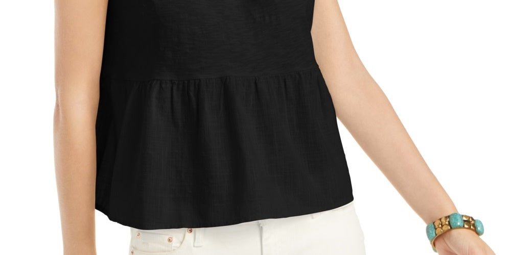 Regata feminina de algodão com camadas Style &amp; Co, preta, tamanho pequeno
