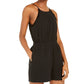 Macacão feminino de algodão com decote halter da INC International Concepts, preto, tamanho médio