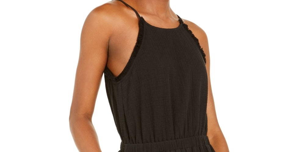 Macacão feminino de algodão com decote halter da INC International Concepts, preto, tamanho médio