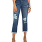 Jeans Curvy Fit Rasgado Girlfriend Feminino Style &amp; Co Turq/Aqua Tamanho 6