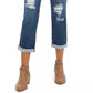 Jeans Curvy Fit Rasgado Girlfriend Feminino Style &amp; Co Turq/Aqua Tamanho 6