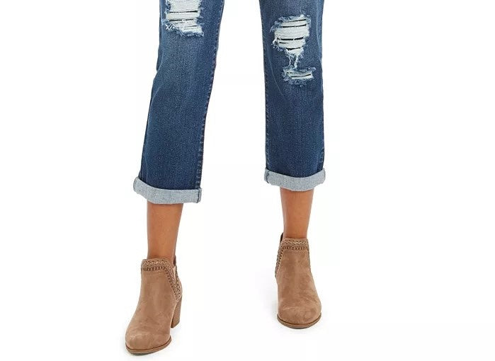 Jeans Curvy Fit Rasgado Girlfriend Feminino Style &amp; Co Turq/Aqua Tamanho 6