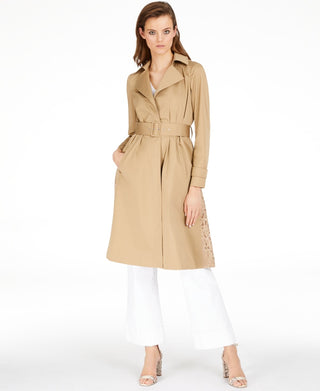INC International Concepts Women's Plus Size Long Lace-Back Trench Coat Brown Size 1X