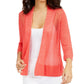 Cardigan Alfani Feminino de Linho Misto com Abertura Frontal e Ponto Misto, Vermelho, Tamanho XXG