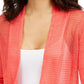 Cardigan Alfani Feminino de Linho Misto com Abertura Frontal e Ponto Misto, Vermelho, Tamanho XXG