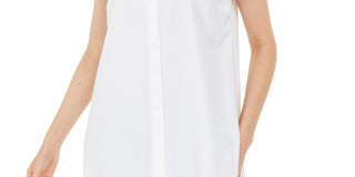 Túnica feminina Alfani de malha com gola e manga comprida, macia, branca, tamanho pequeno médio