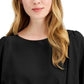 Blusa feminina Alfani com amarração frontal e mangas bufantes, preta, tamanho grande