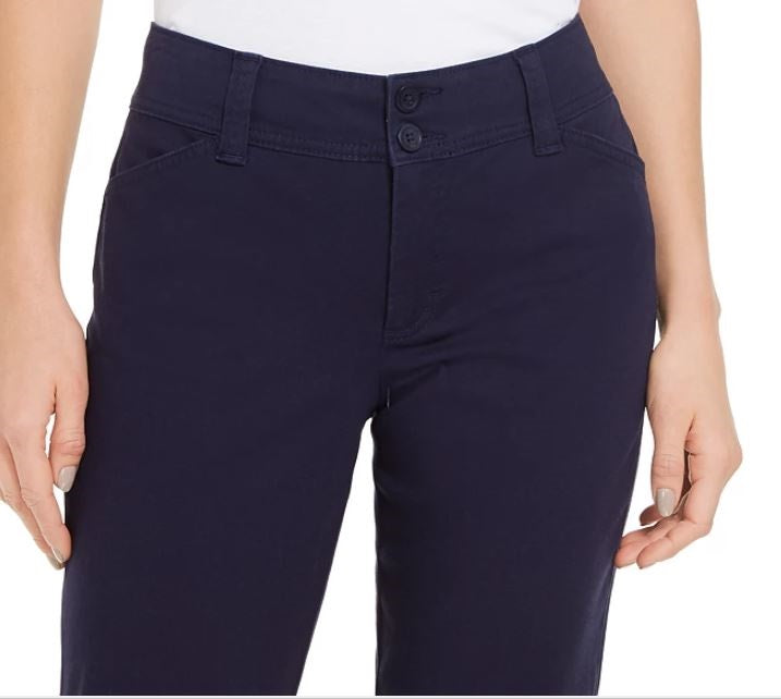 Calça Capri Feminina Charter Club com Punhos Abotoados e Controle de Barriga Azul Tamanho 10