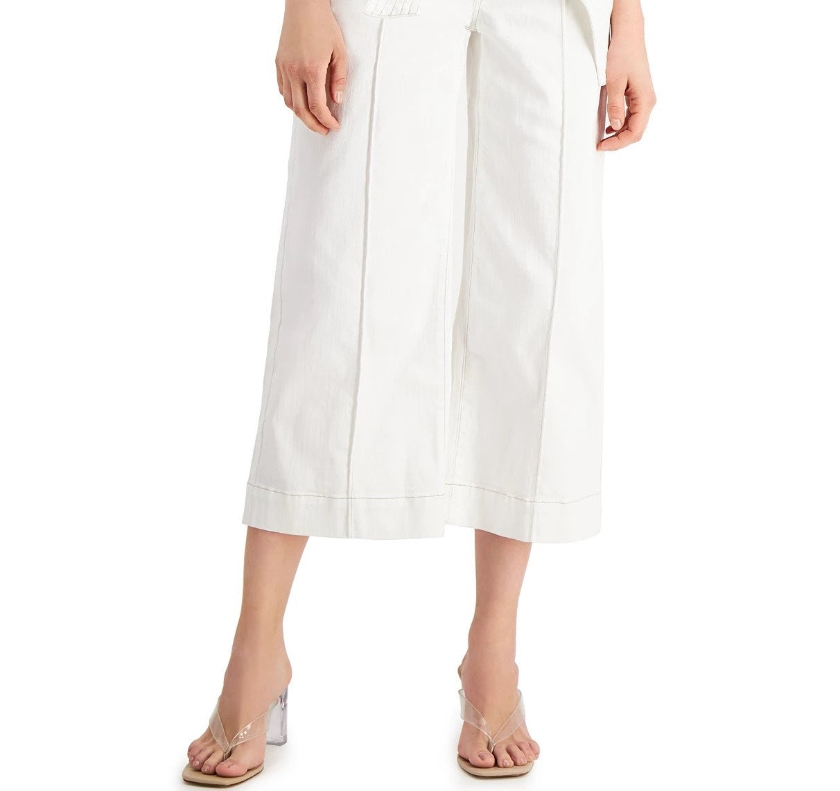 Calça culotte feminina INC International Concepts com amarração na cintura, branca, tamanho 0