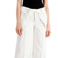 Calça culotte feminina INC International Concepts com amarração na cintura, branca, tamanho 2