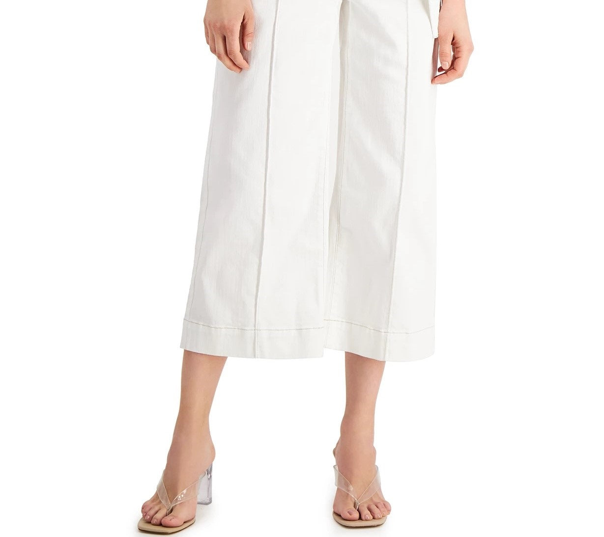 Calça culotte feminina INC International Concepts com amarração na cintura, branca, tamanho 2