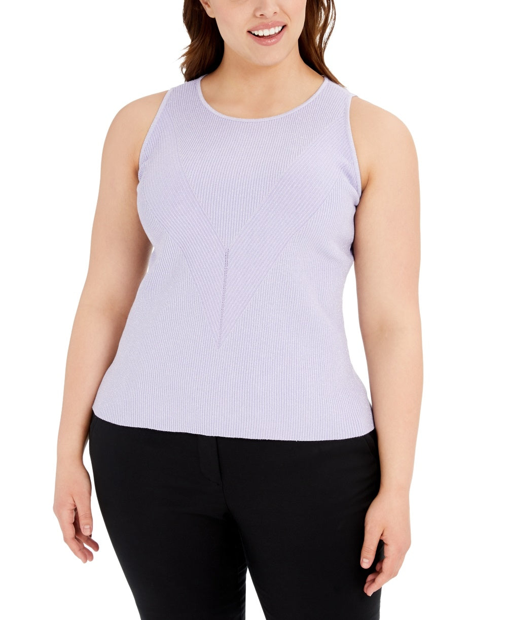 Regata feminina canelada plus size INC International Concepts, roxa, tamanho 3X