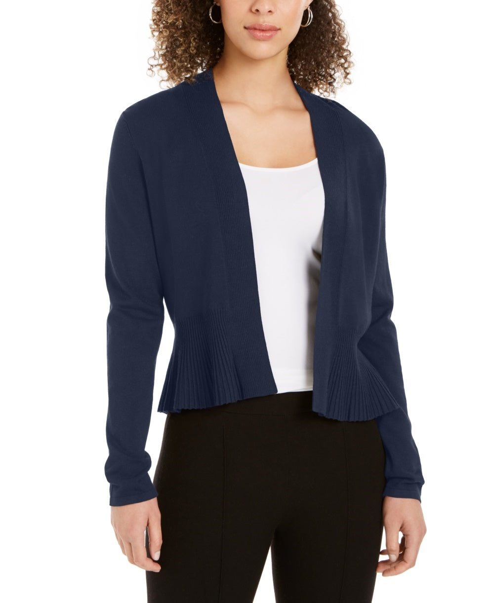 Cardigan feminino peplum com frente aberta, azul, tamanho grande, Charter Club