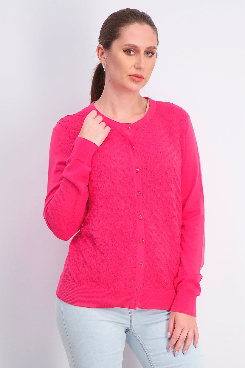 Cardigan feminino com ponto pavão Charter Club rosa escuro, tamanho pequeno