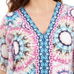 JM Collection Top estampado com tachas feminino, azul marinho, tamanho médio