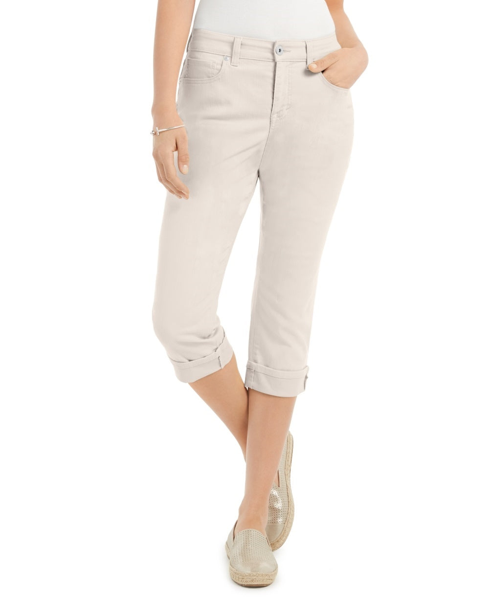 Calça Capri Curvy Feminina Style &amp; Co Prata Tamanho 4
