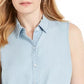 Charter Club Blusa feminina de algodão cambraia com amarração frontal, azul, tamanho 2, pequena