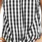 Camisa feminina Charter Club com botões xadrez e bainha amarrada, preta, tamanho 8