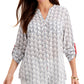 Camisa feminina com estampa de âncora Charter Club, branca, tamanho extragrande