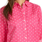 Blusa feminina Charter Club com estampa de bolinhas e mistura de linho, rosa, tamanho pequeno