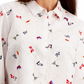 Blusa feminina Charter Club de linho com estampa náutica, branca, tamanho médio