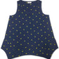 Blusa feminina estilo lenço com bainha limão, azul marinho, tamanho médio