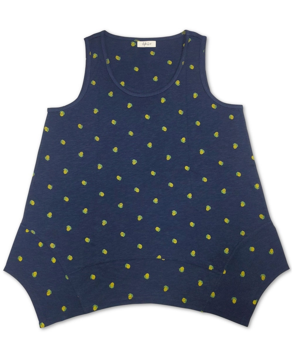 Blusa feminina estilo lenço com bainha limão, azul marinho, tamanho médio