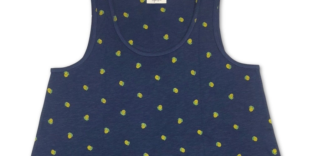 Blusa feminina estilo lenço com bainha limão, azul marinho, tamanho médio