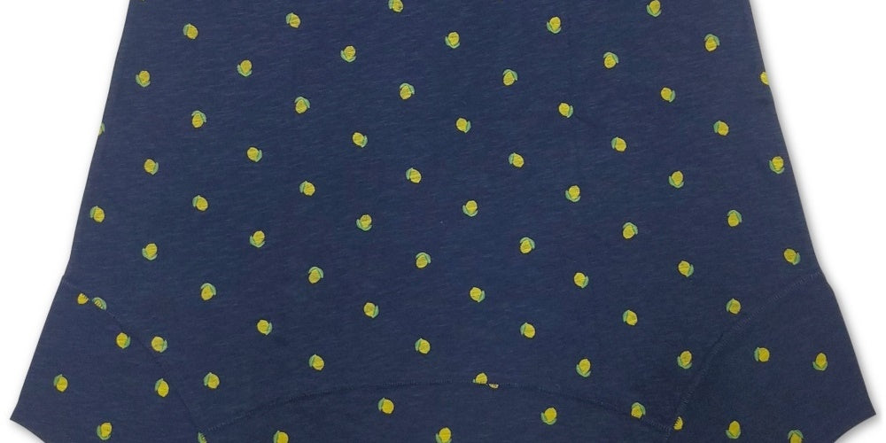 Blusa feminina estilo lenço com bainha limão, azul marinho, tamanho médio