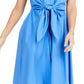 Vestido feminino Charter Club de algodão com amarração na cintura e ajuste evasê, azul, tamanho 10
