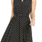 Vestido-camisa feminino com estampa de bolinhas e cinto, preto, tamanho 16