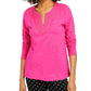 Camiseta feminina bordada de algodão Charter Club, rosa, tamanho pequeno