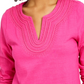 Camiseta feminina bordada de algodão Charter Club, rosa, tamanho X-Large