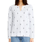 Camiseta feminina Charter Club de algodão bordada com âncora, branca, tamanho X-G