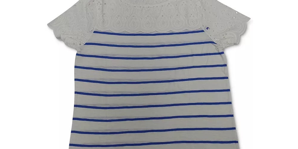 Camiseta feminina listrada Charter Club azul tamanho pequeno