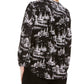 Top feminino estampado com decote aberto Charter Club, preto, tamanho extra grande