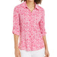 Blusa feminina estampada com botões frontais Charter Club, rosa, tamanho extragrande